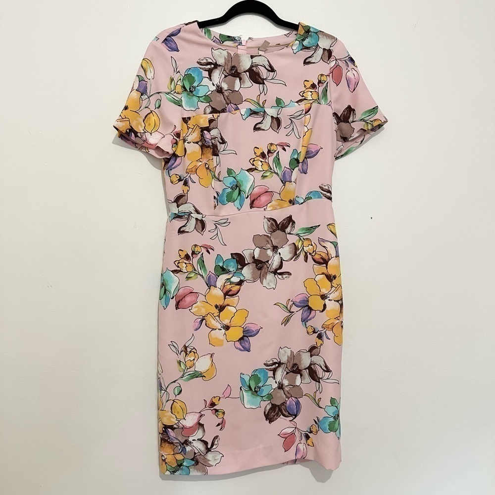 Nation LTD Dress Sheath Floral Spring Pink Short Sleeve Summer size 8